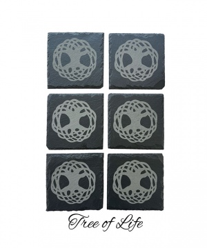 Tree of Life Slate Coaster - 6 pack