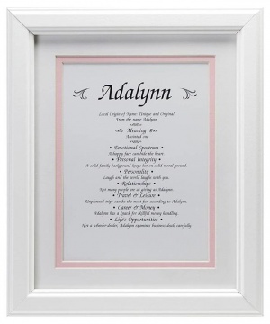 8x10 First Name Meaning (White Frame)