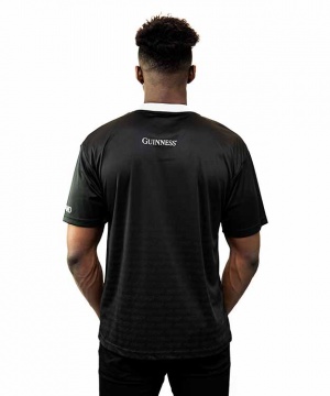 Guinness Black and White Soccer Jersey with Arthur Guinness Signature Sublimated Print