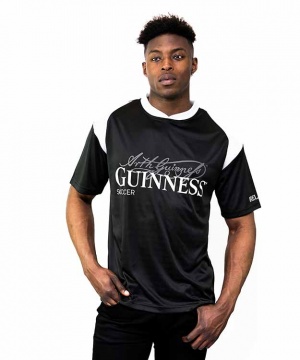 Guinness Black and White Soccer Jersey with Arthur Guinness Signature Sublimated Print